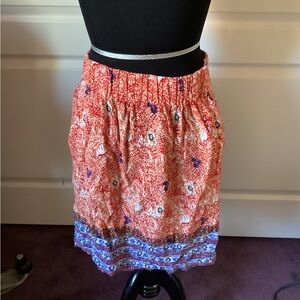 CAbi Vibrant Orange and Blue A-Line Skirt